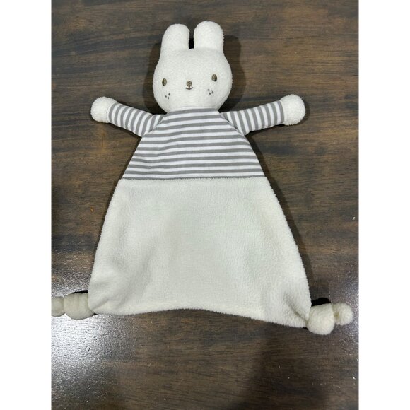 Alimrose Other - Alimrose Australia Bunny Rabbit Lovey Security Blanket Cream Gray and White Stri
